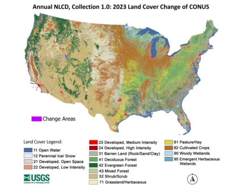 Graphic with land change notated for Annual NLCD product